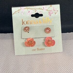 lonna & lilly Rose Gold Flower Ear Floater Set